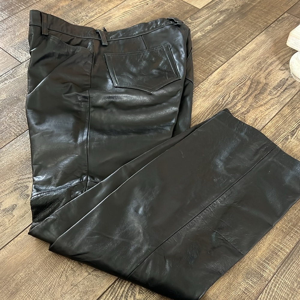 GAP Black Genuine Leather Bootcut Pants. - Picture 12 of 14